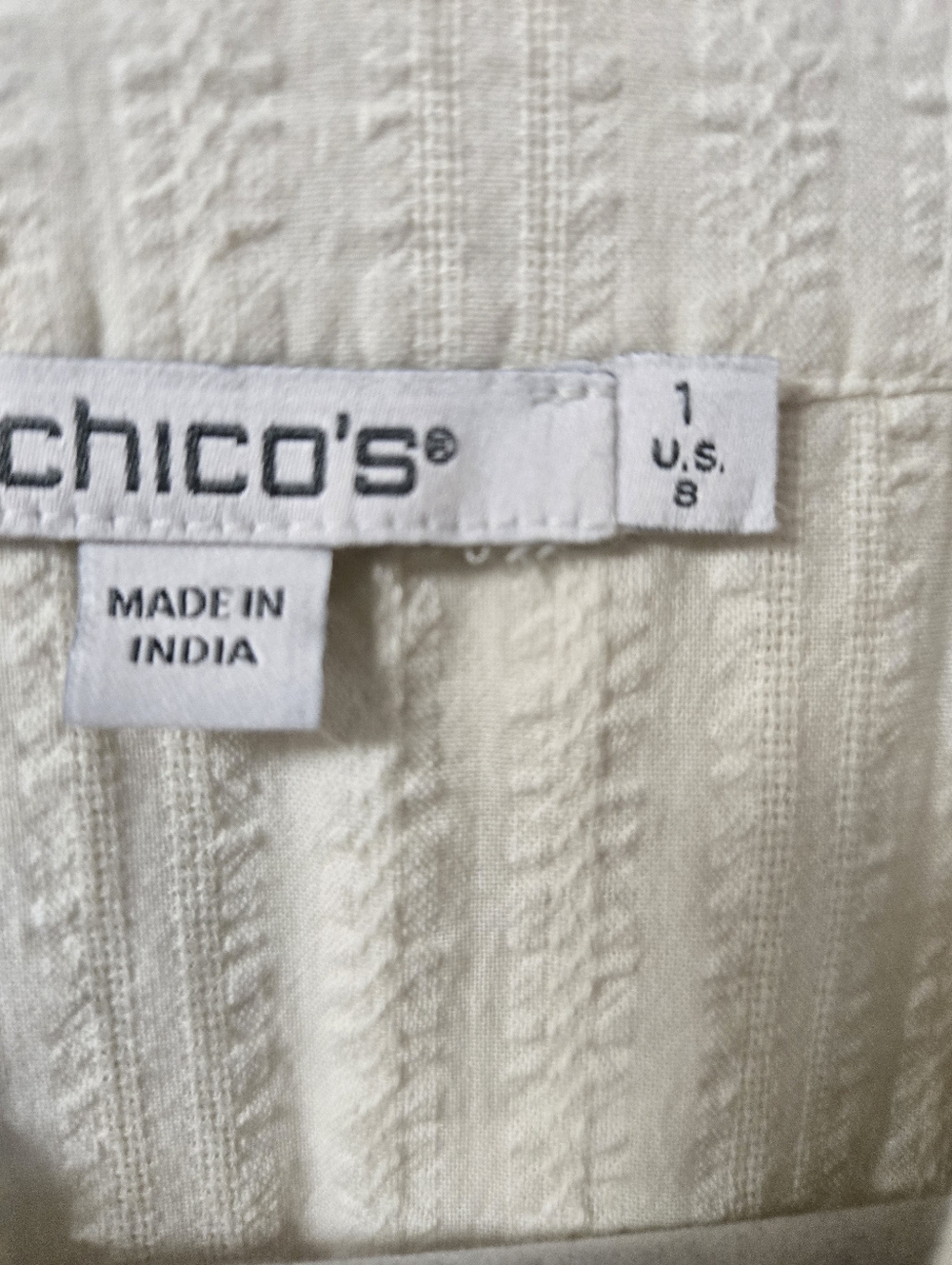 Chico's Cream Lace-Trim Button Front Peasant Blouse - Picture 2 of 7